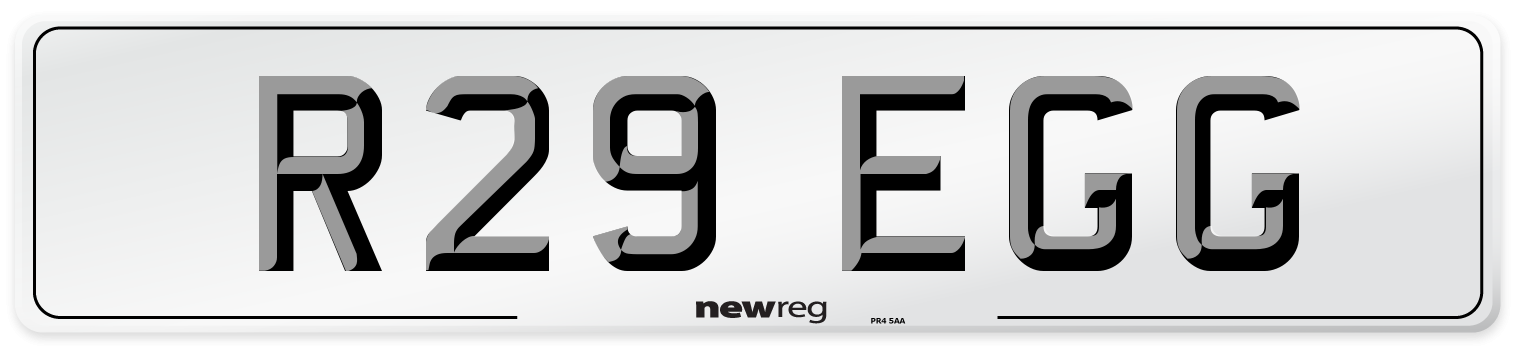 R29 EGG Number Plate from New Reg